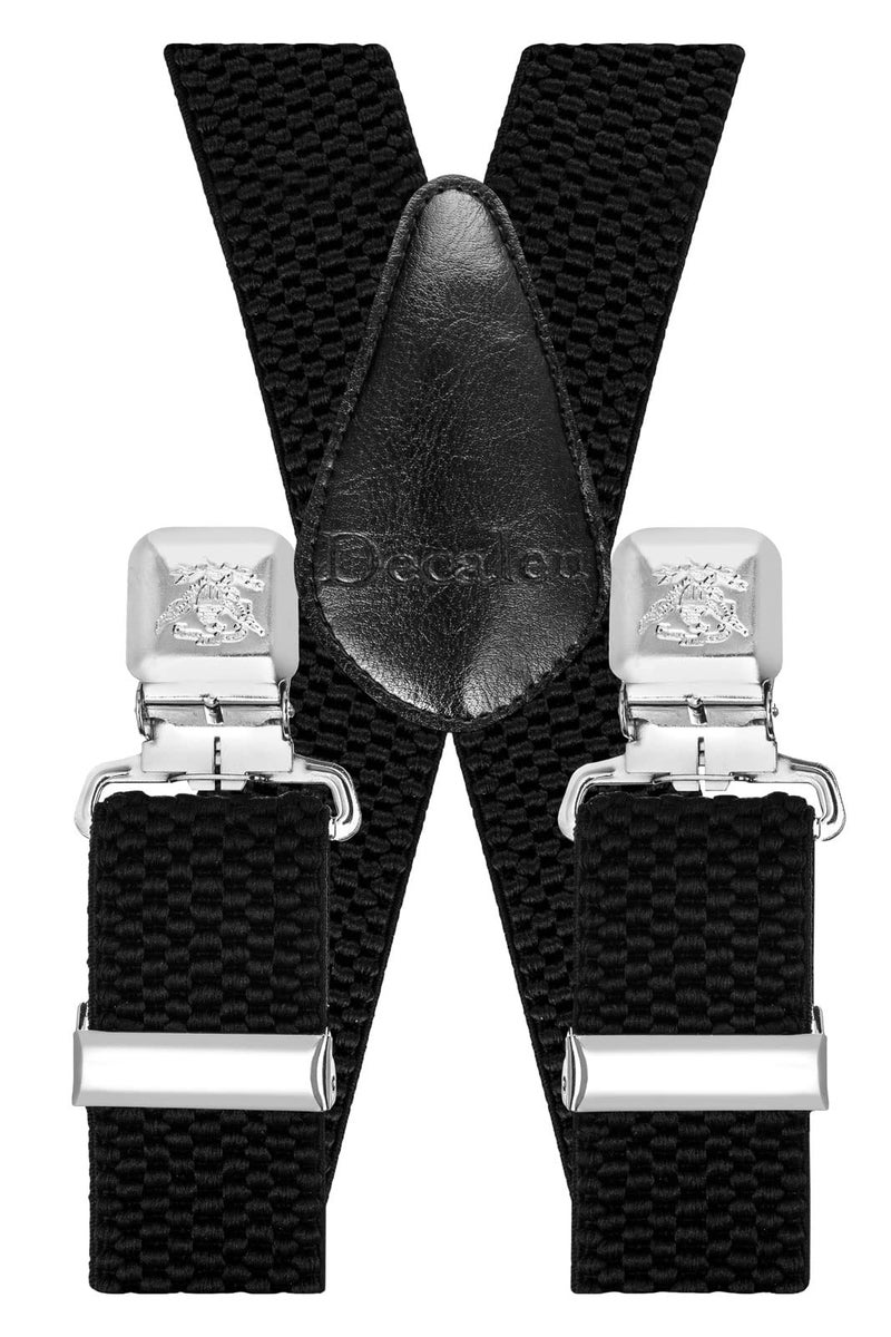 Decalen Mens Suspenders with Very Strong Clips Heavy Duty Braces One Size Fits All Big and Tall Wide Adjustable and Elastic Y Shape (Black) - Image 3